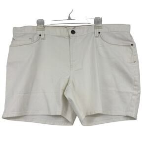 Eddie Bauer Jean Shorts Womens Size 20 White Boyfriend Fit Stretch Denim